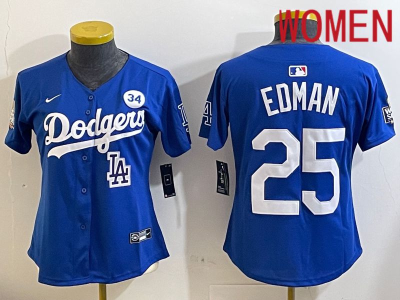 Women Los Angeles Dodgers #25 Edman Blue Game 2024 Nike MLB Jersey style 11214
